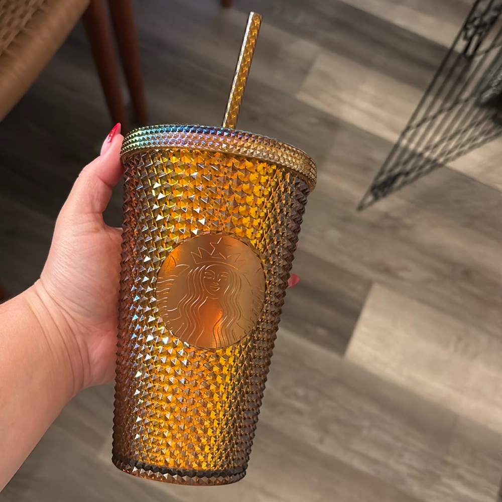 Grande Starbucks brown iridescent studded tumbler